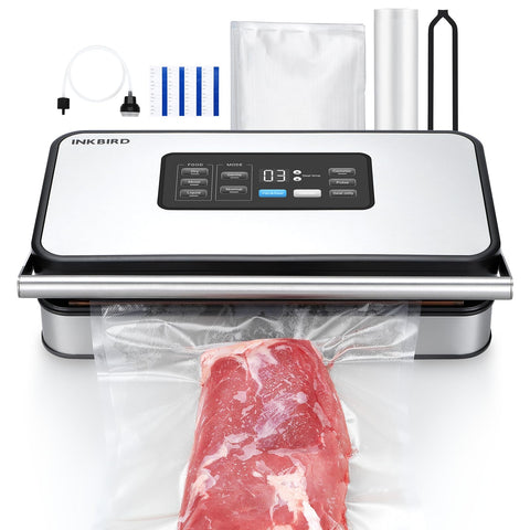 Inkbird vacuum sealer showing 160W dual pumps for fast sealing