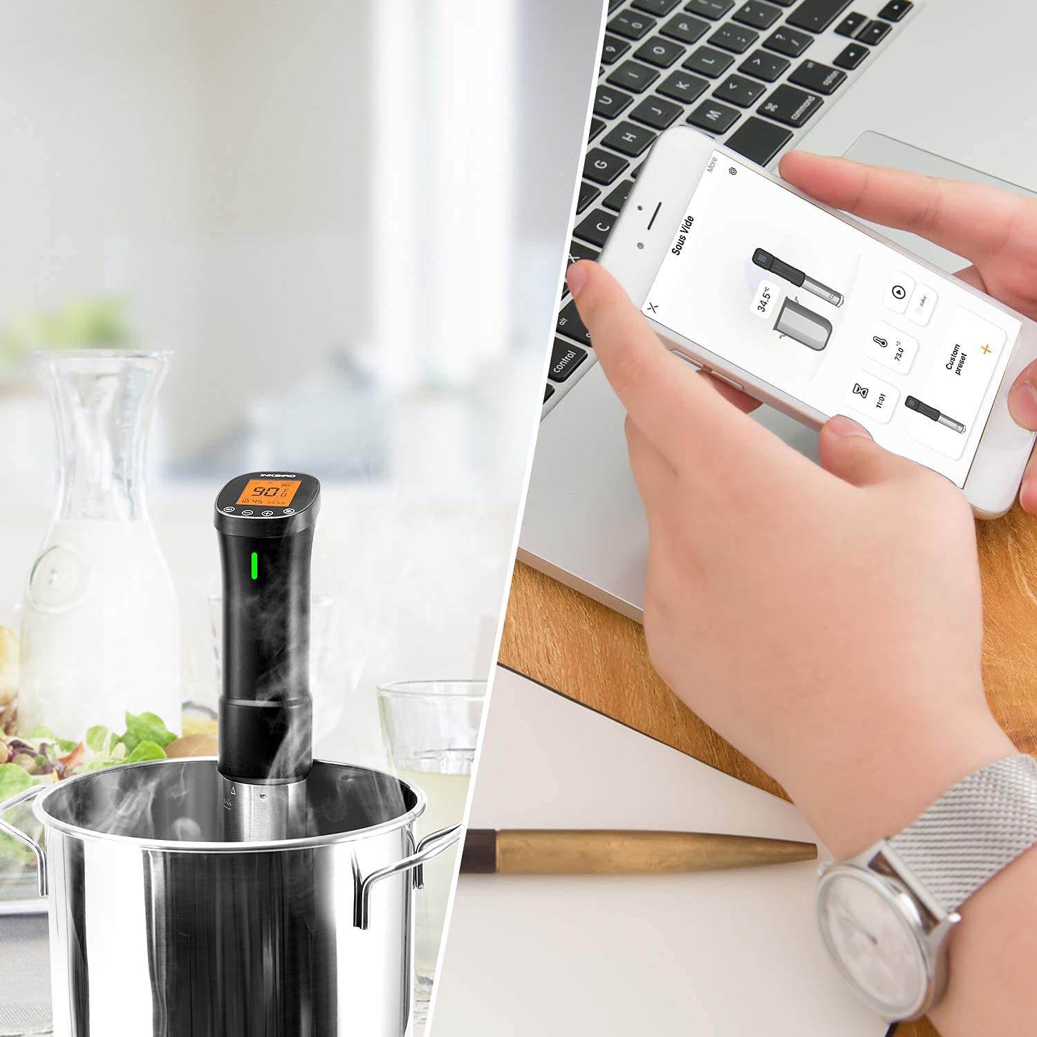 Inkbird Wifi Sous Vide app control lets you monitor remotely