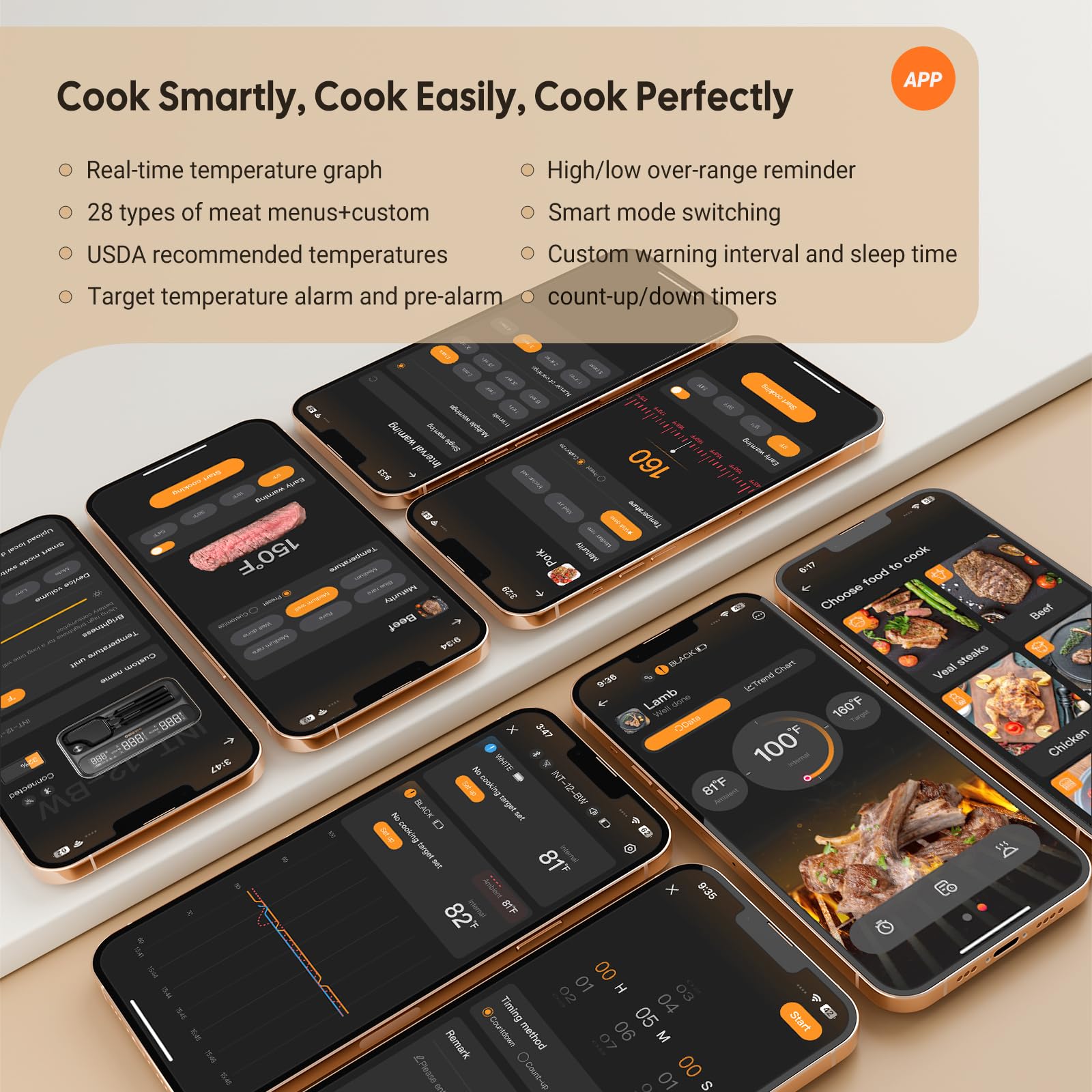 Inkbird WiFi thermometer back magnetic for hands-free placement.