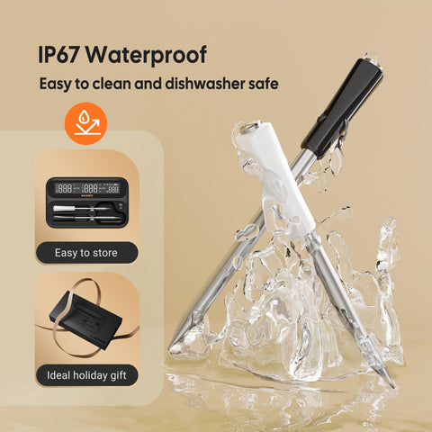 Inkbird WiFi thermometer IP67 probes resist splashes and are easy to clean.