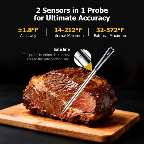 InkGrill two-sensors-per-probe provide internal and ambient readings.