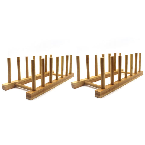 INNERNEED bamboo dish rack side view shows compact, space-saving design for small kitchens.