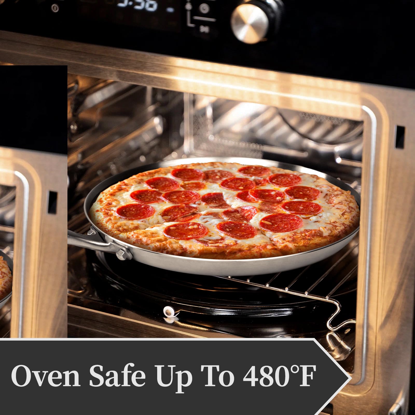 Innerwell pan flat base promotes even batter spread for crepes