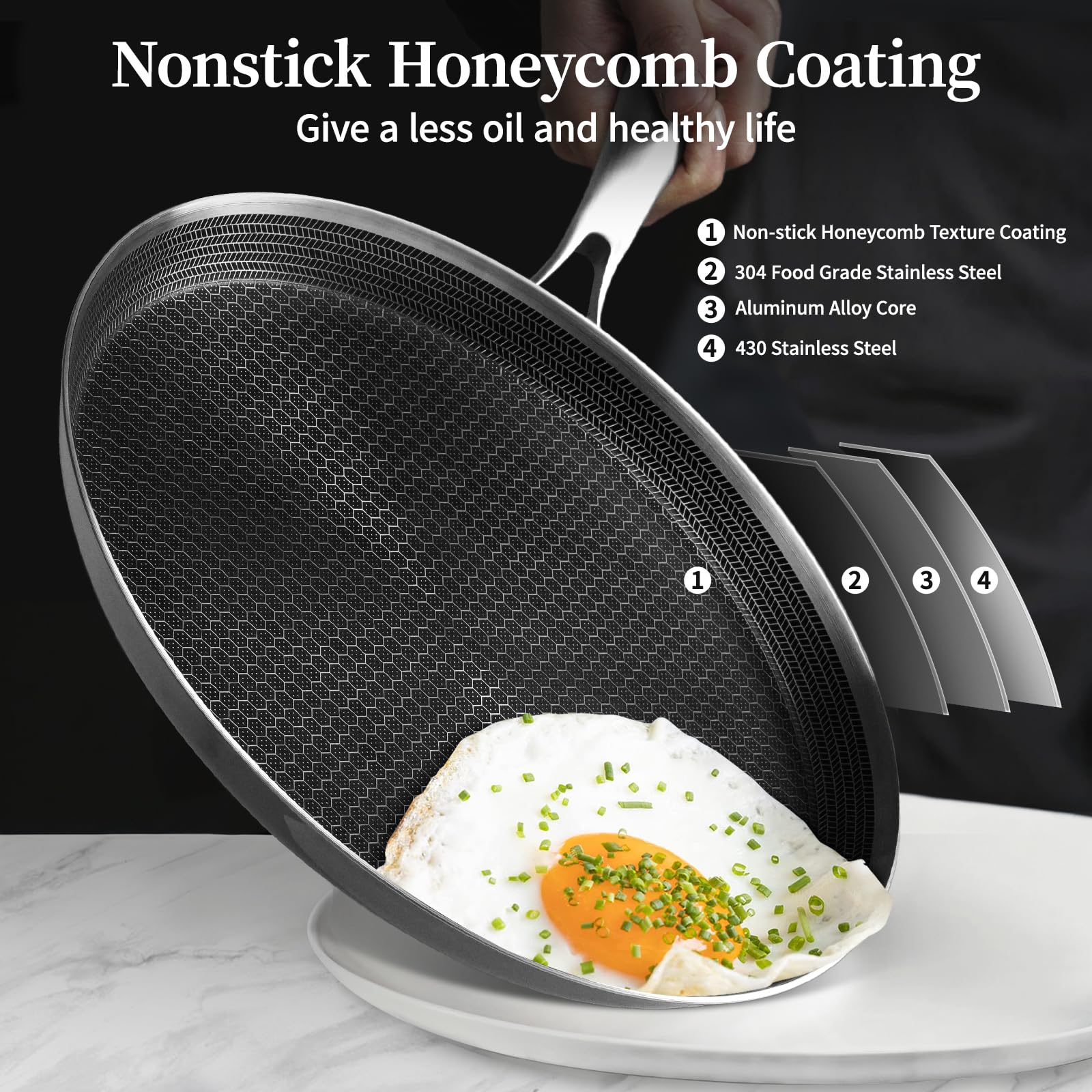 Innerwell crepe pan with honeycomb coating highlighting enhanced nonstick performance