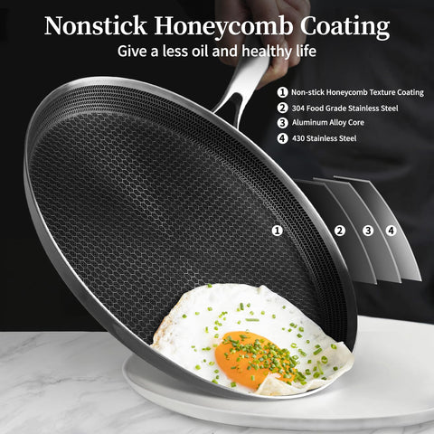 Innerwell crepe pan with honeycomb coating highlighting enhanced nonstick performance