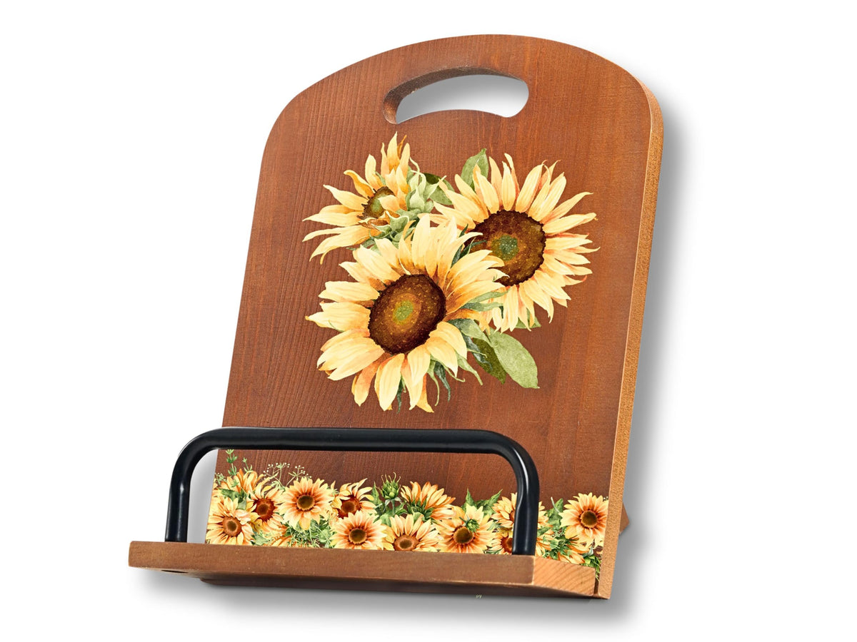 InnoBeta Sunflower cookbook stand with engraved design for stylish kitchen display
