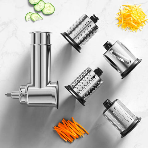 InnoMoon 6mm coarse shredding blade yields fluffy cheese or vegetable shreds.