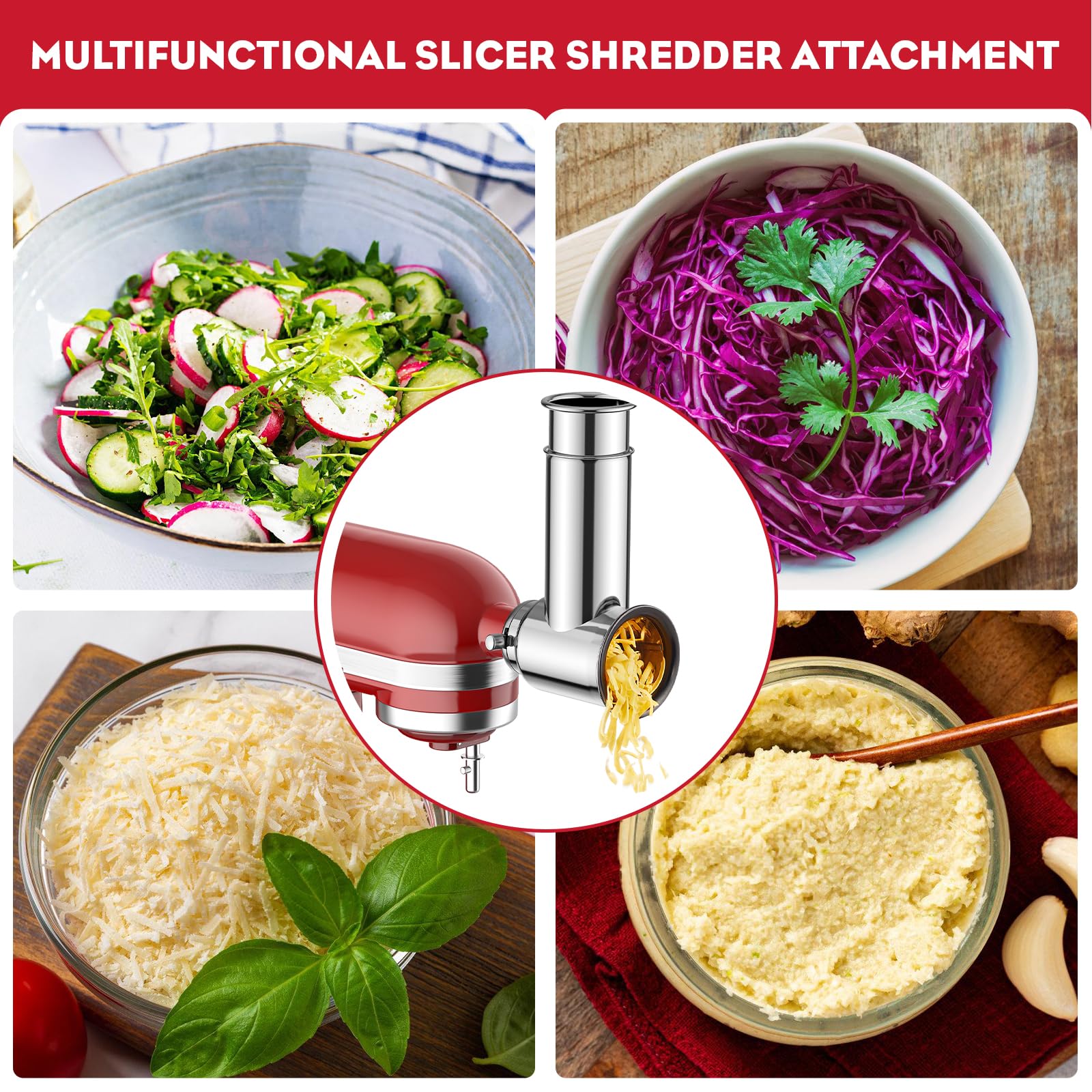 InnoMoon blades and grater set show sturdy stainless steel and rotor shaft