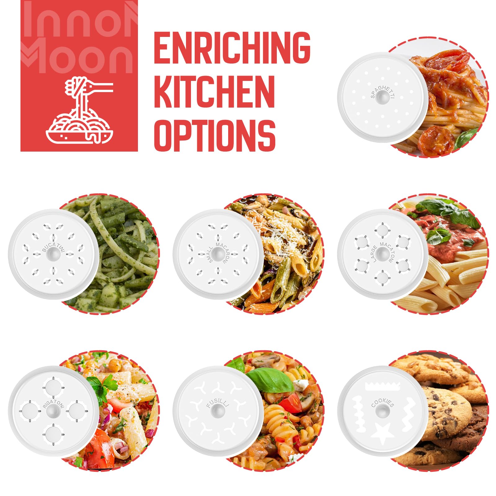 InnoMoon pasta press bucatini plate creates hollow noodles