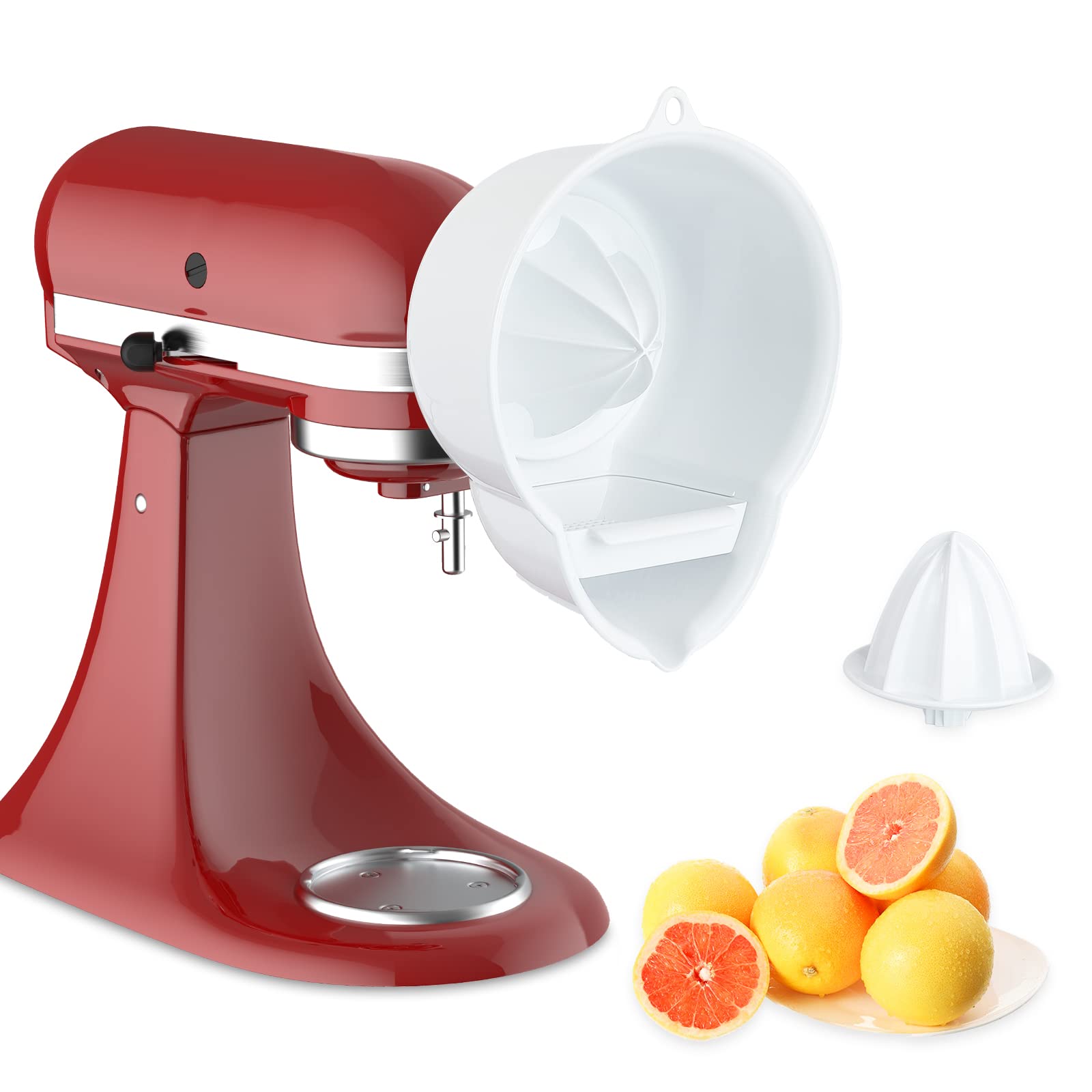 InnoMoon juicer attachment on a KitchenAid mixer for effortless juice extraction.