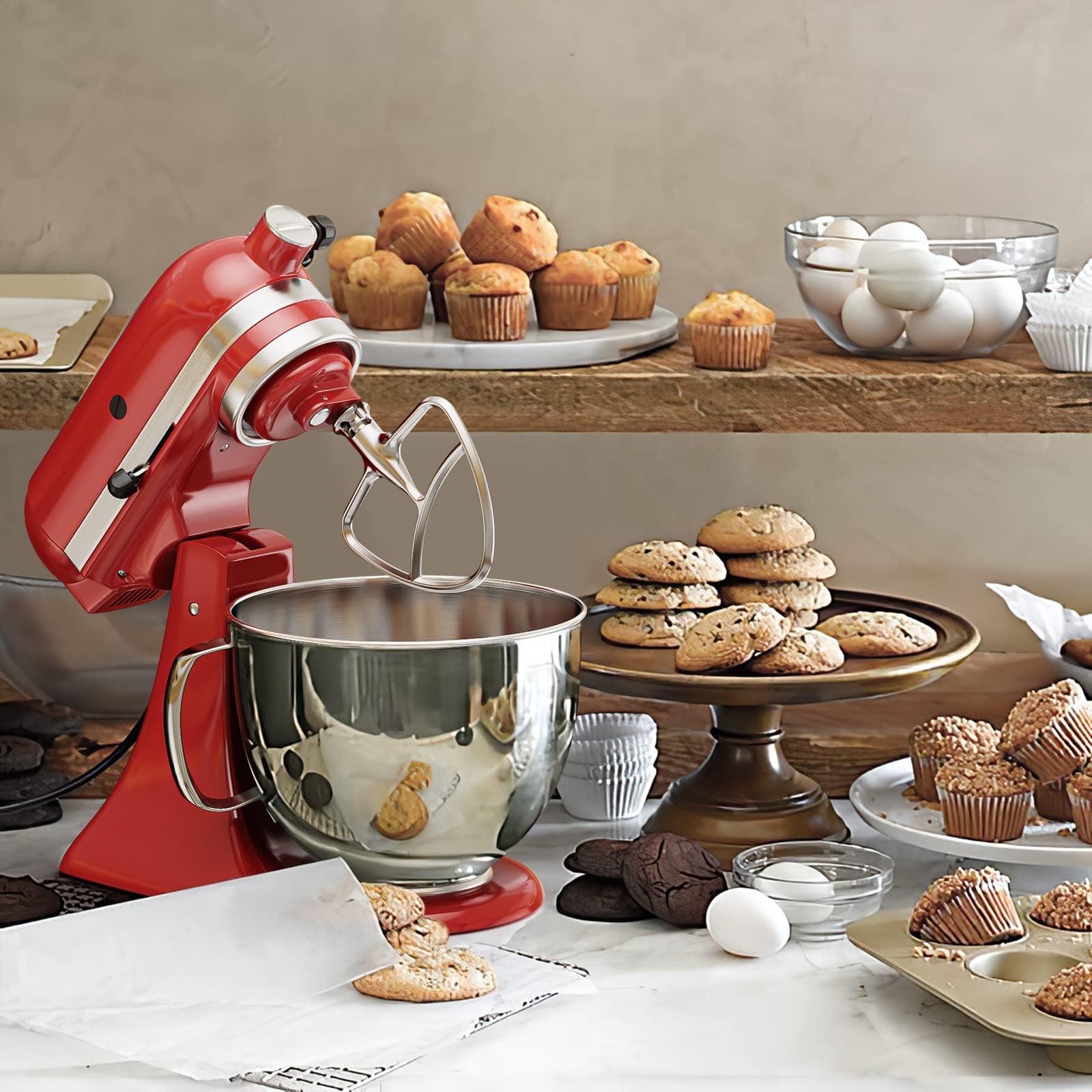 InnoMoon paddle attachment fits 4.5-5qt KitchenAid mixers with reliable compatibility.