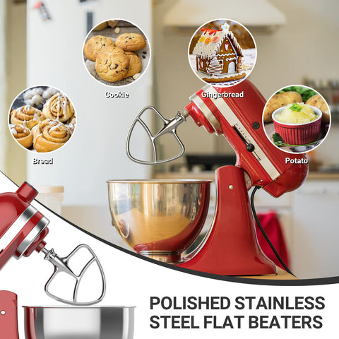 InnoMoon safety buckle and rounded head stabilize mixing during dough and batter tasks.