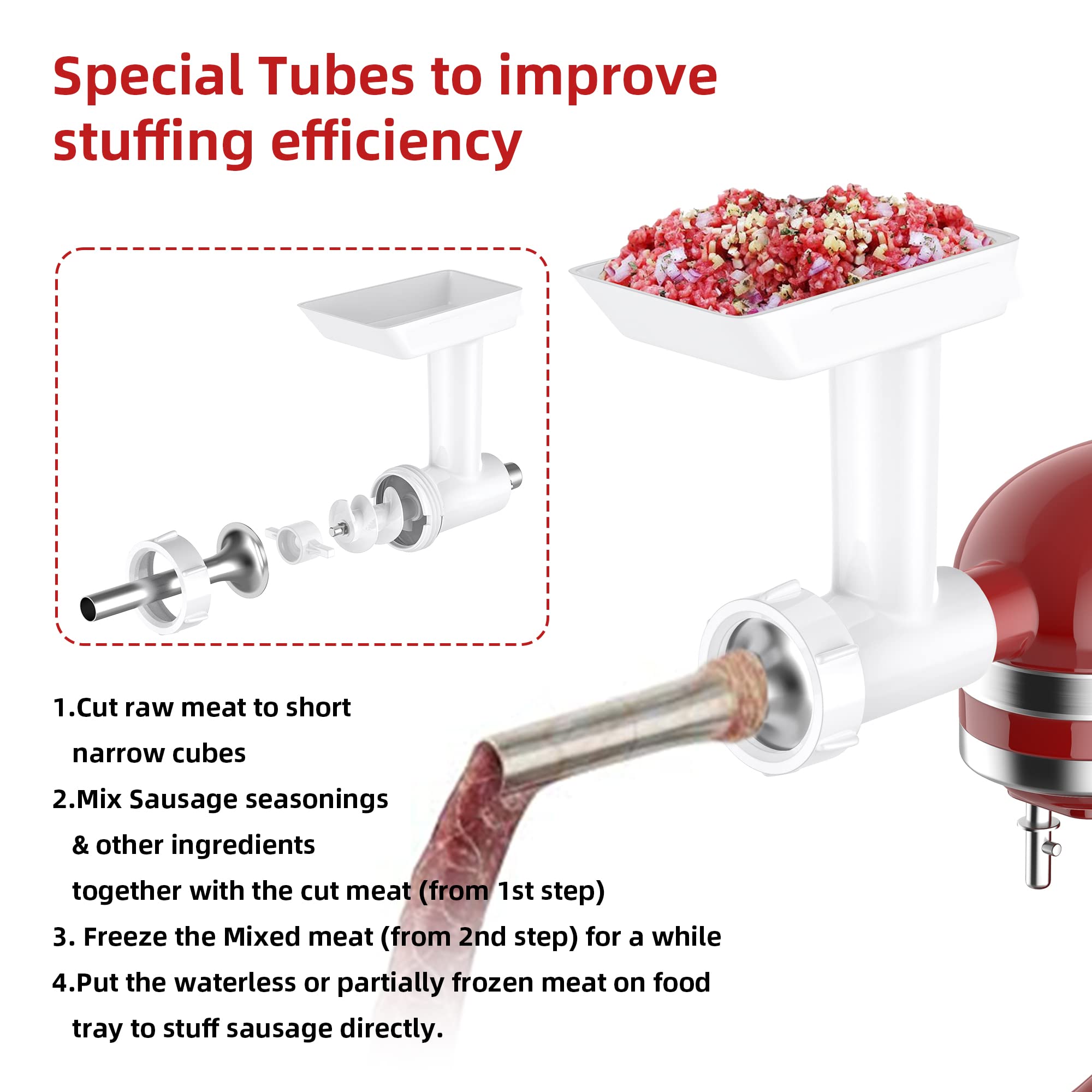 InnoMoon kit showing three stainless steel stuffing tubes and retainer ring