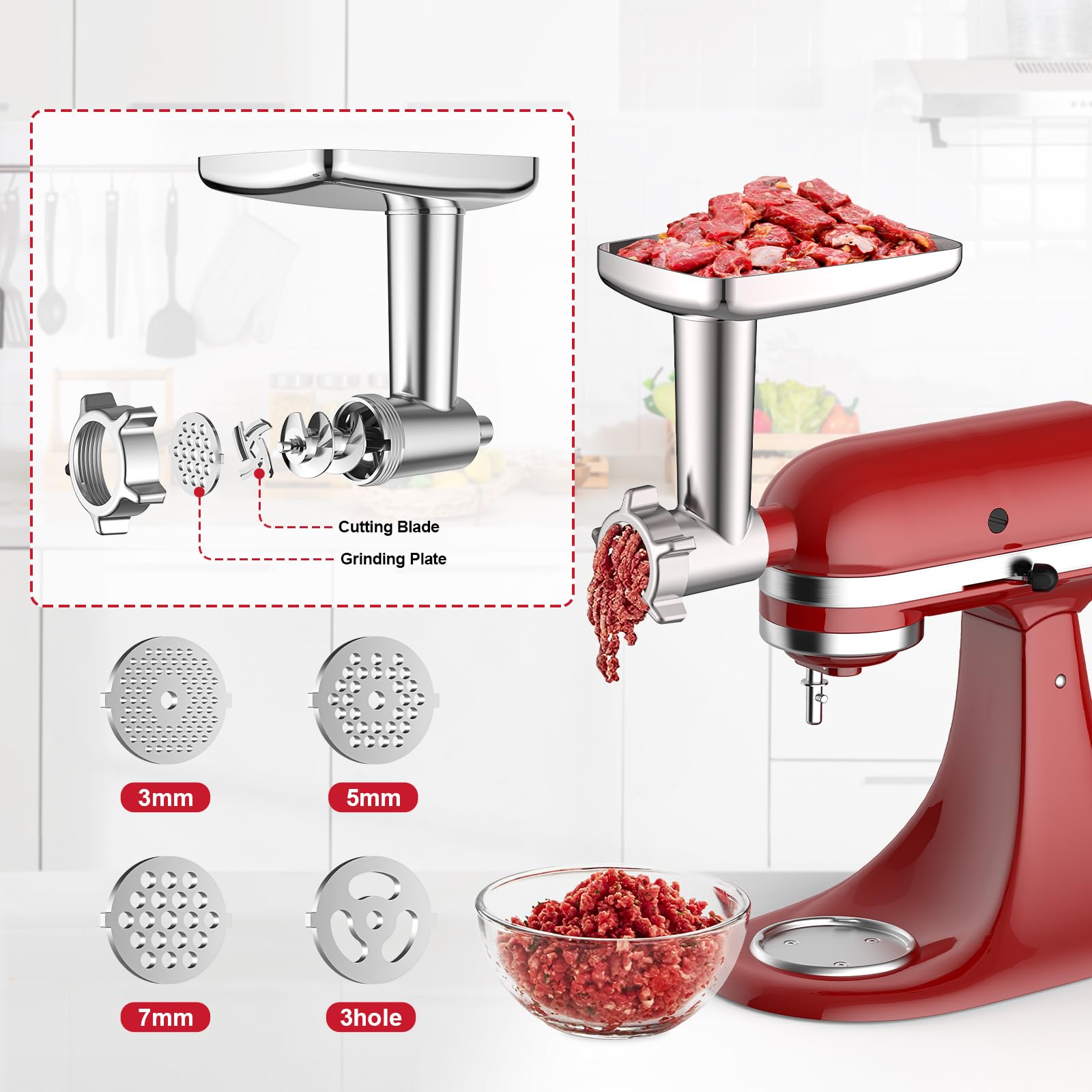 InnoMoon stainless steel slicer/shredder shows four blades for cheese and vegetables