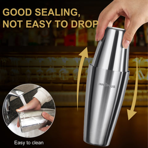 INNÔPLUS 6-piece bar set including shaker, jigger, and strainer.