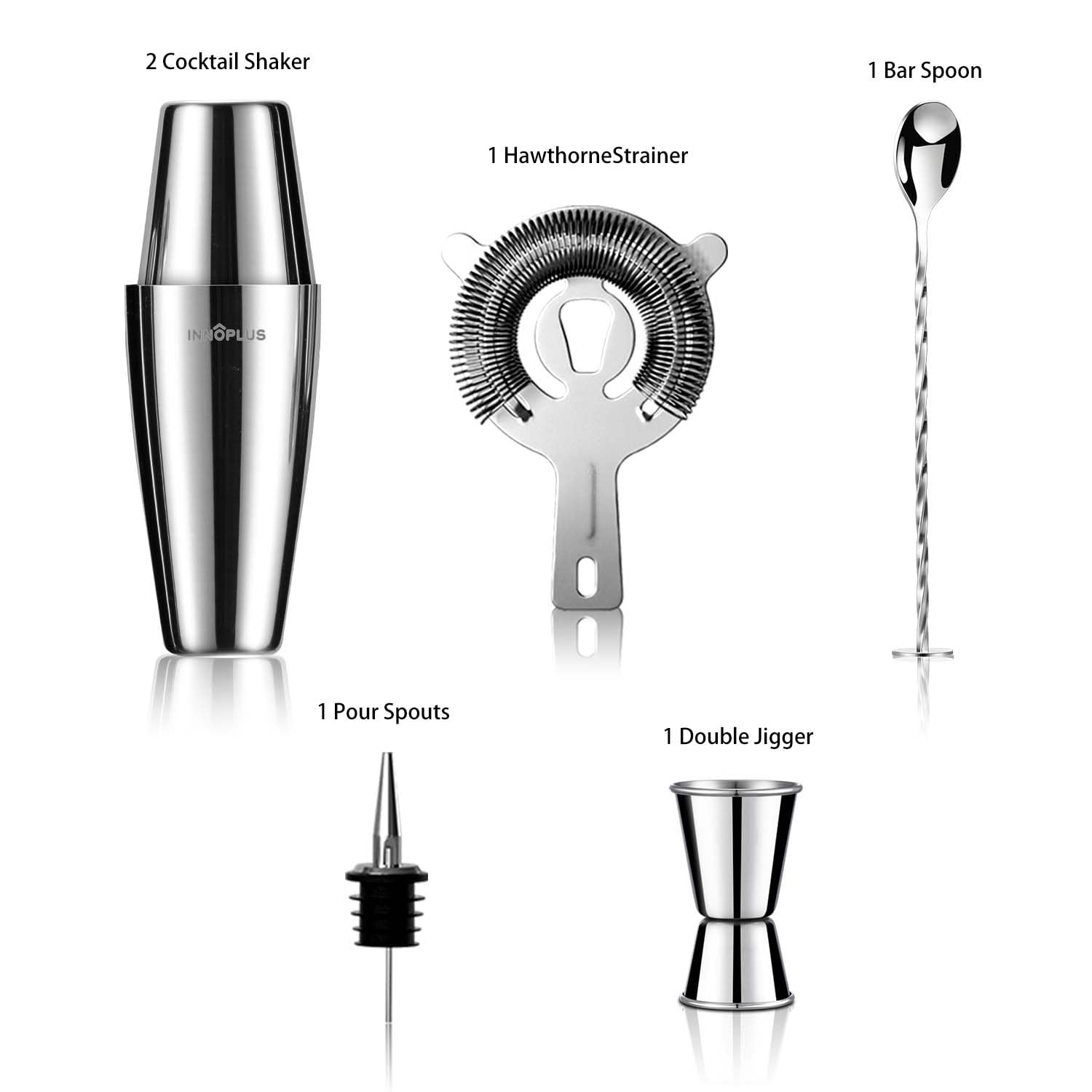 INNÔPLUS 20oz shaker shown with a polished finish for durable, rust-resistant use.