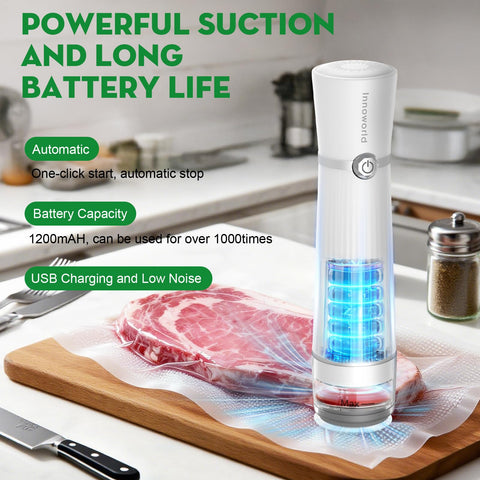 Innoworld rechargeable battery powers long, portable sealing sessions.