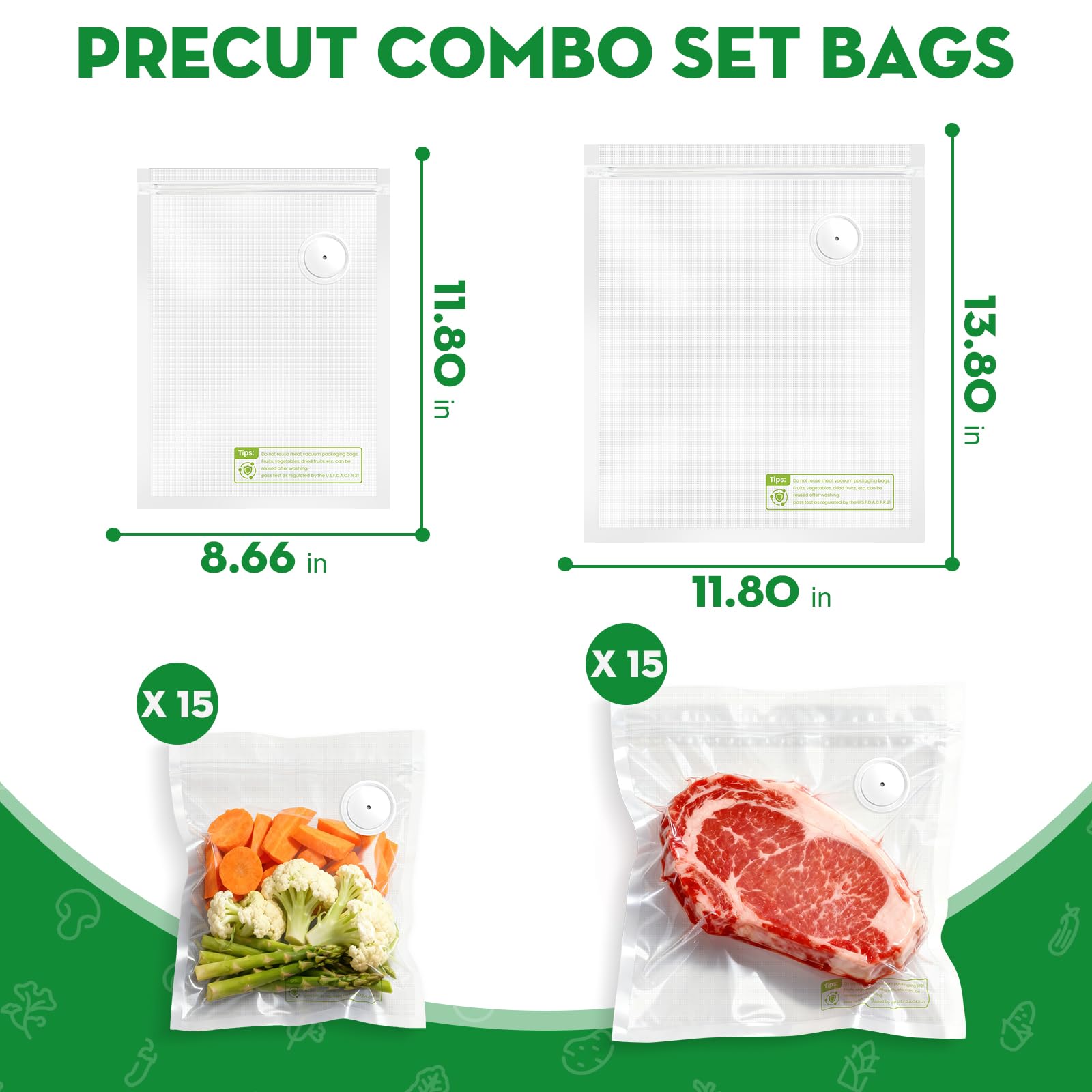 Innoworld reusable vacuum bags medium size for larger ingredients