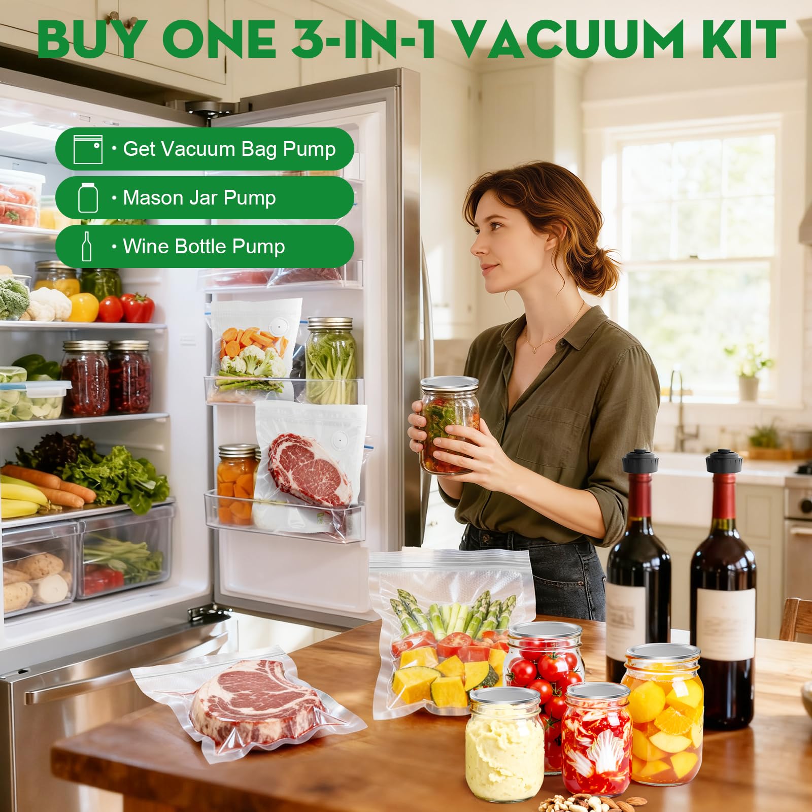 Innoworld handheld sealer demonstrates bag sealing for meat and produce.