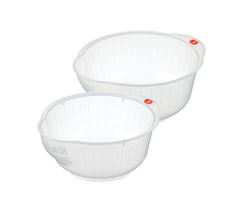 Inomata Rice Washing Bowl for soaking rice; promotes clean, evenly hydrated grains.