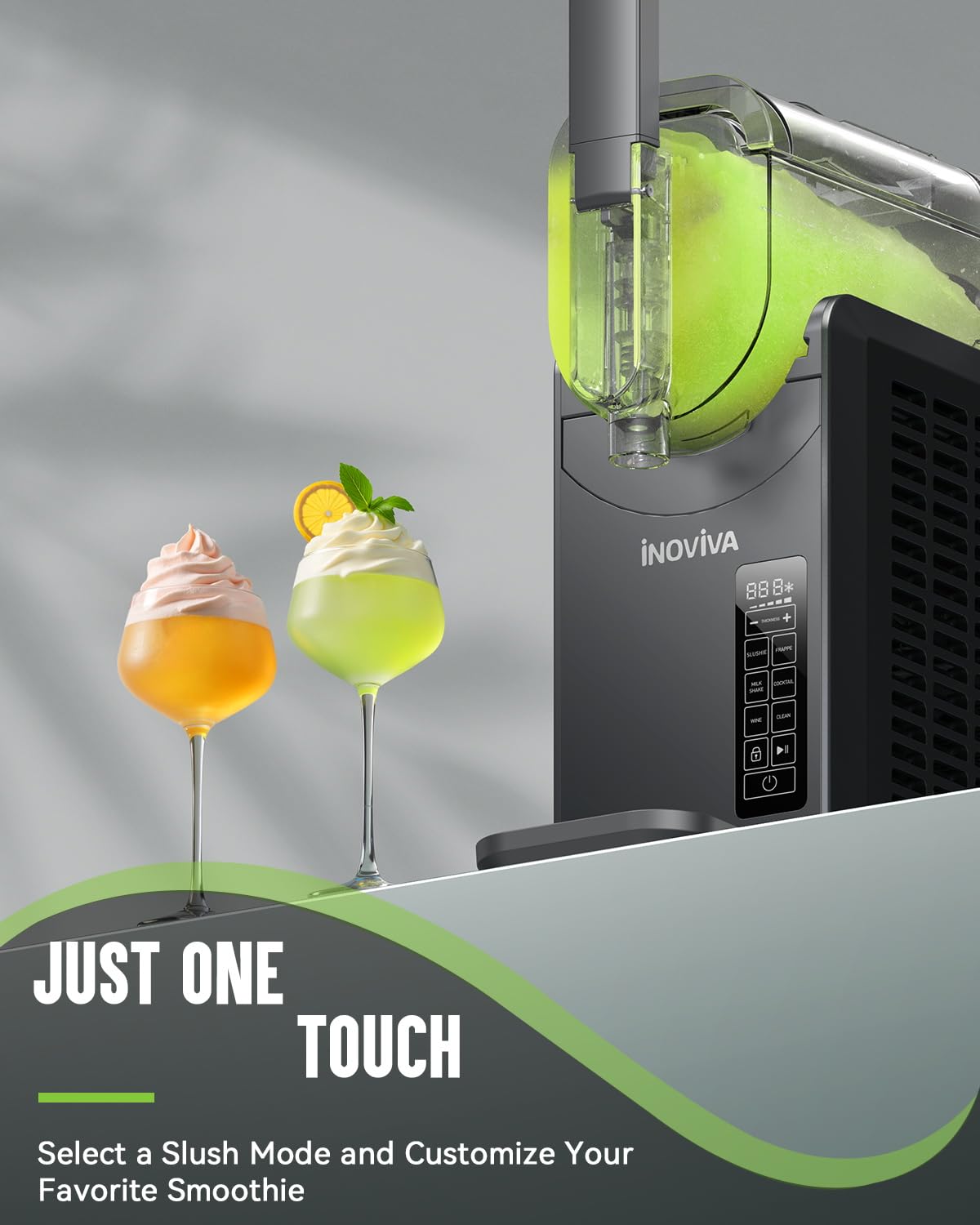 INOVIVA Slushie Machine removable drip tray simplifies cleanup after parties.