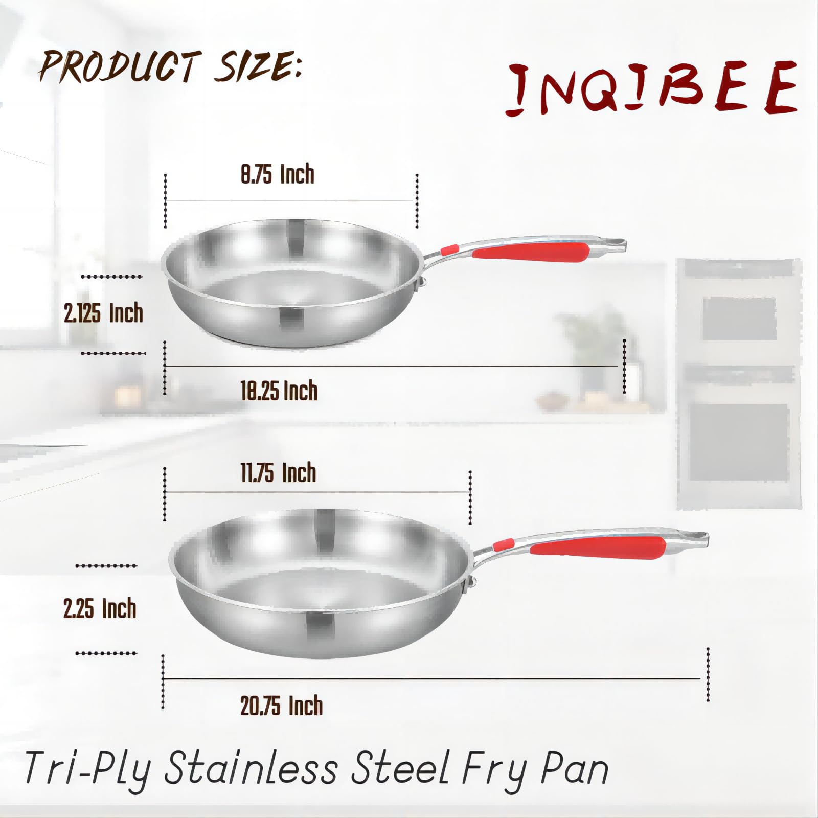 Inqibee pan handle close-up highlighting ergonomic, detachable grip for comfortable one-handed flipping.