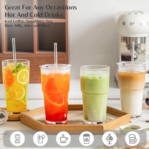 INSETLAN car-friendly glass cup fits most cup holders during travel.