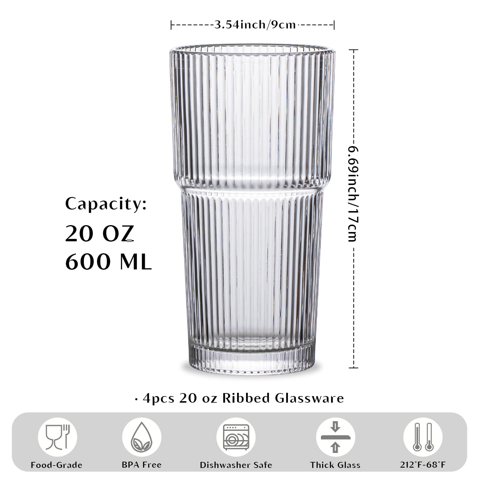 INSETLAN ribbed-glass tumbler with secure grip design for daily use.