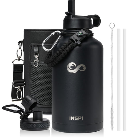 INSPI bottle 64oz with paracord handle and compass for trekking