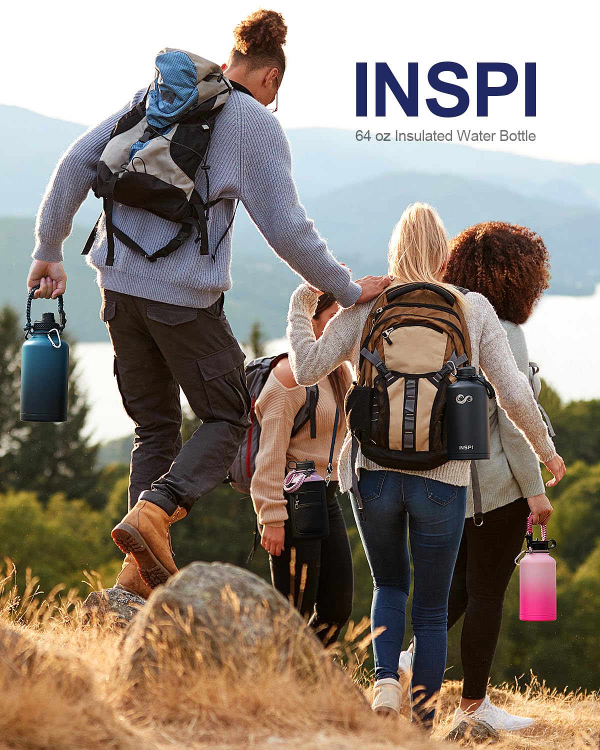 INSPI bottle in black shows large capacity for outdoor use