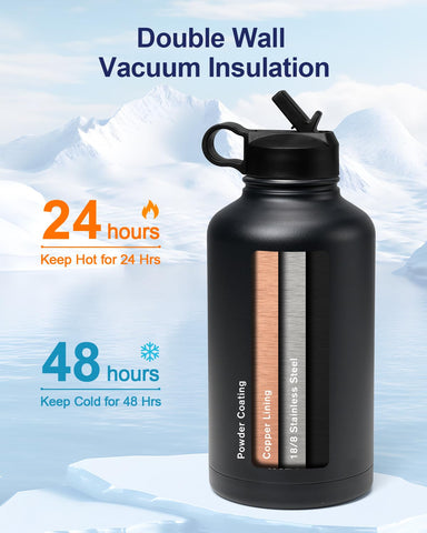 INSPI bottle wide mouth with straw lid for easy sipping on the go