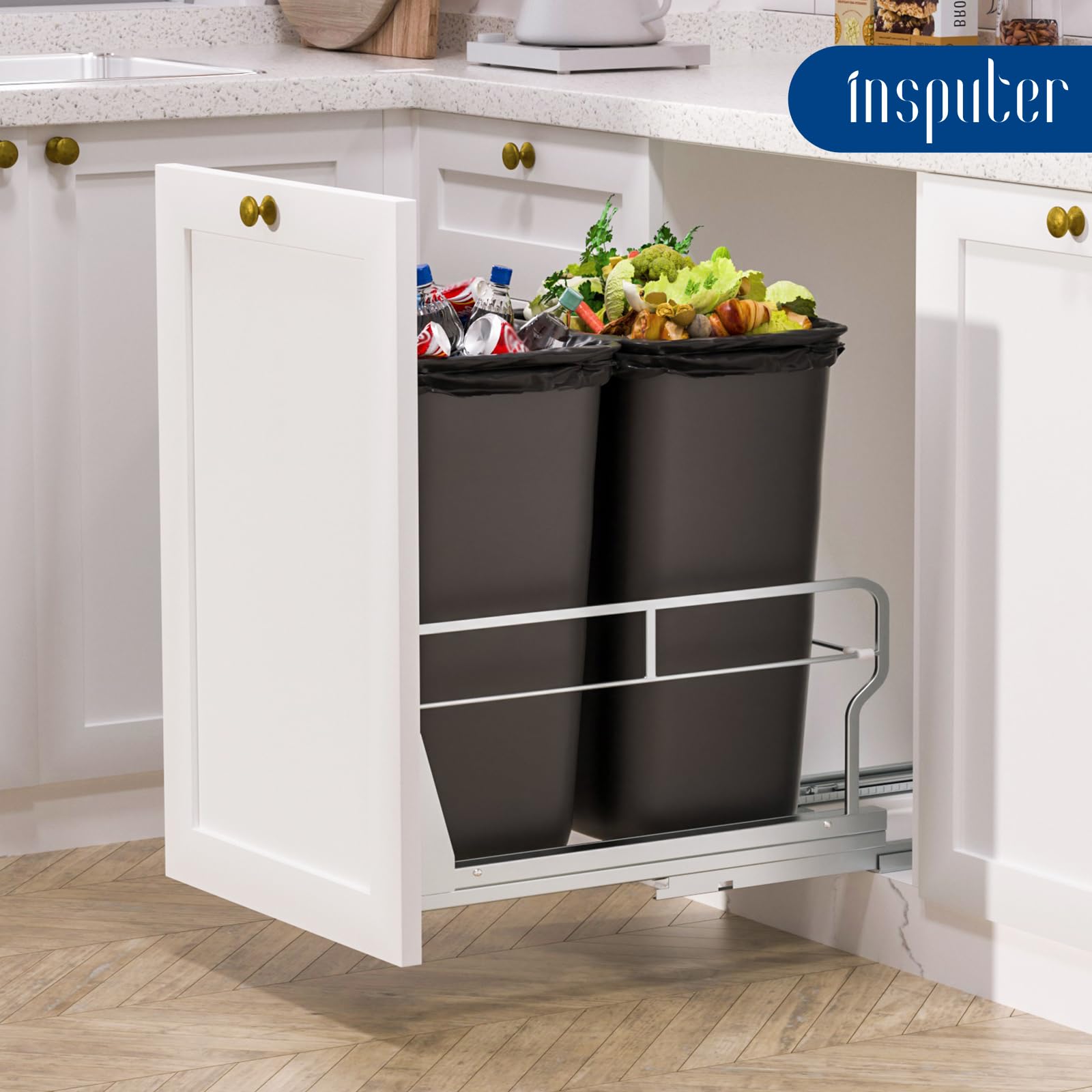 Insputer bin not included; kit supports two 7–10 gallon bins