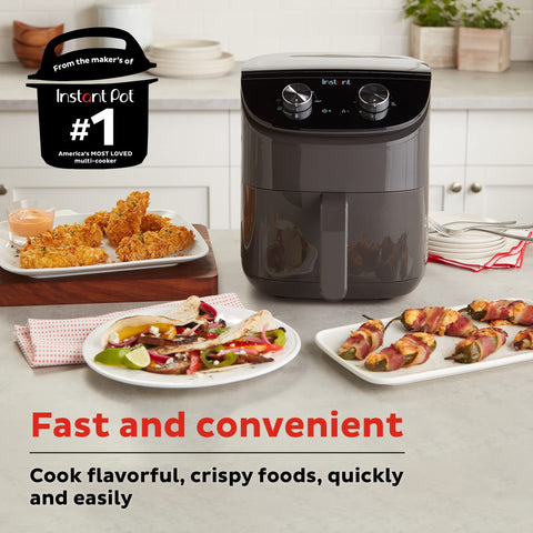 Instant Pot Essentials Air Fryer dials close-up showing simple time and temp control