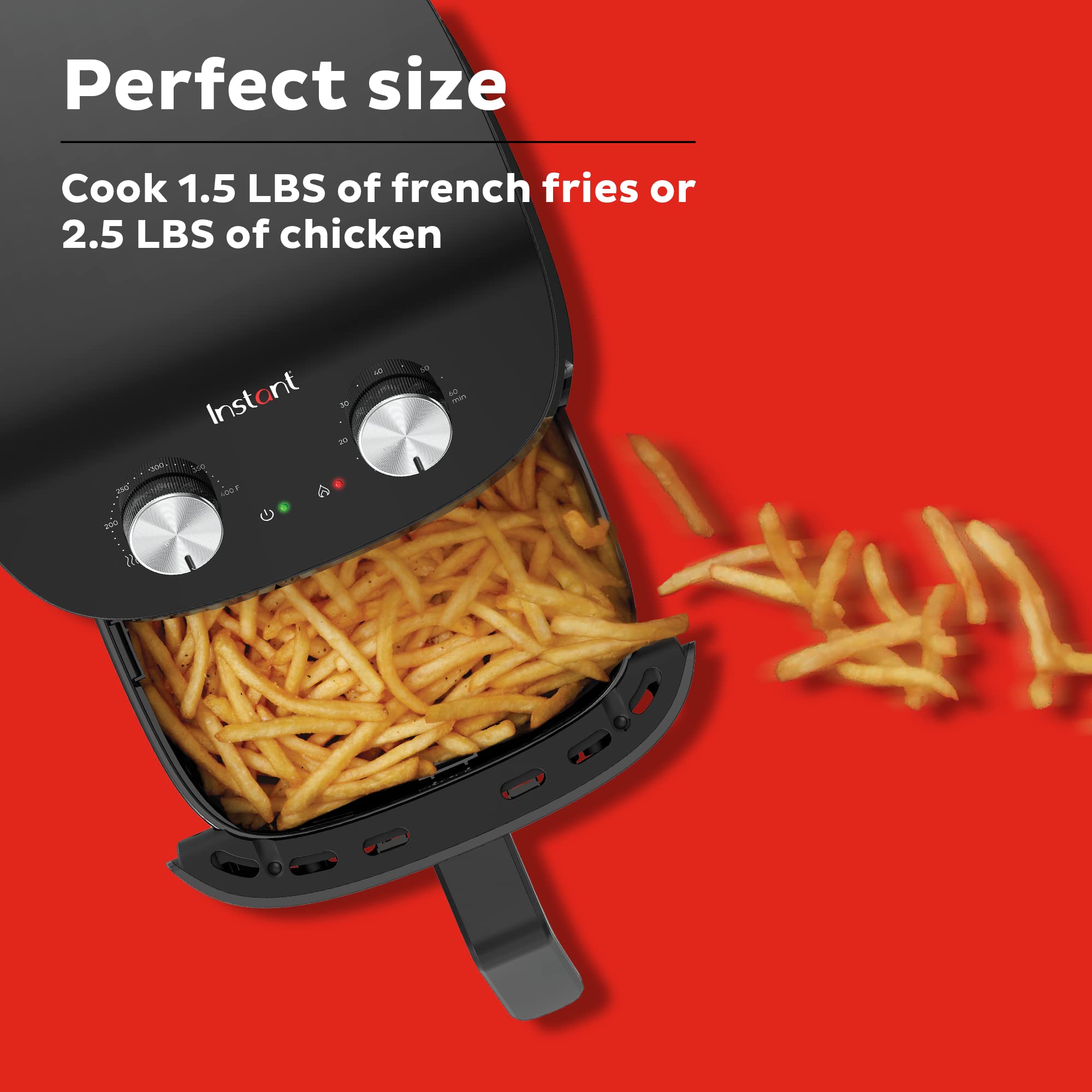 Instant Pot Essentials Air Fryer fast heating to golden finish