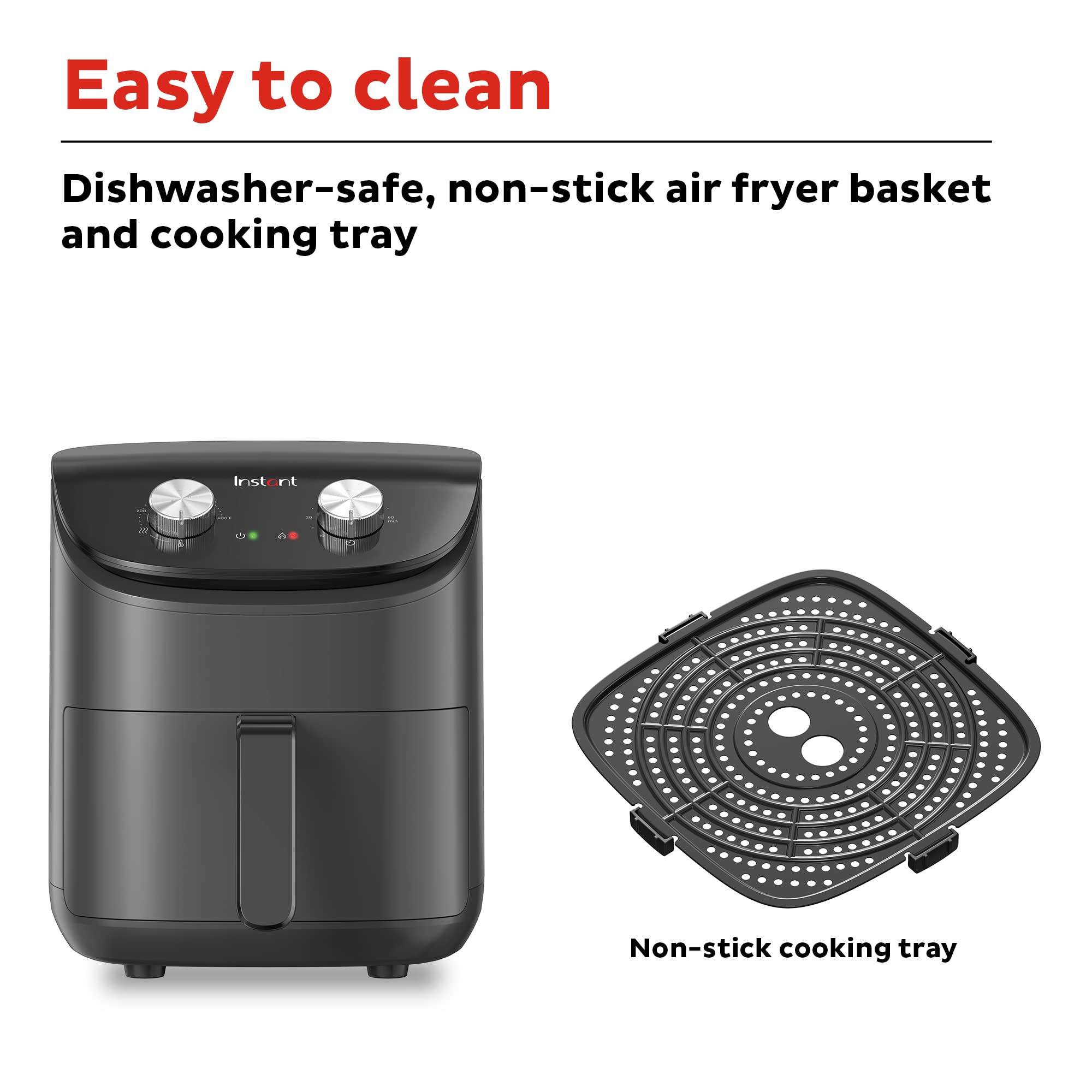 Instant Pot Essentials Air Fryer on countertop shows space-saving design