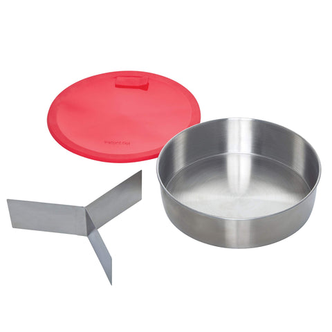 Instant Pot pan with removable divider enables cooking two foods at once.