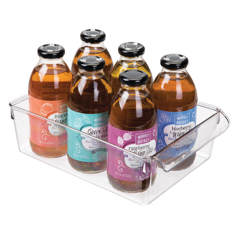 InterDesign Linus clear fridge bin lid open for quick access