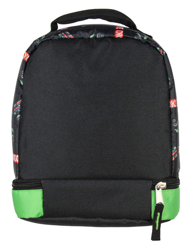 INTIMO Monster Jam Grave Digger lunch bag used at a classroom desk for school lunches.