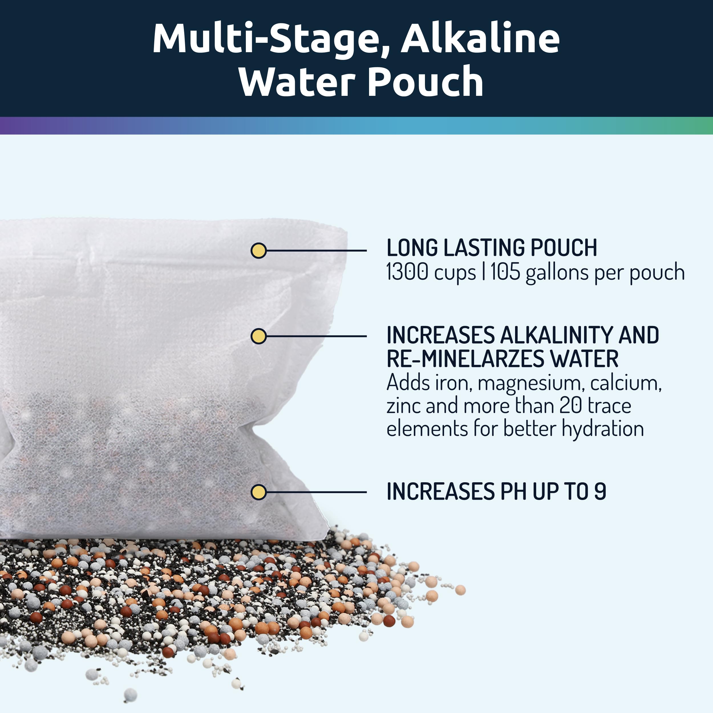 Invigorated Water pouch in use, pouring purified water.