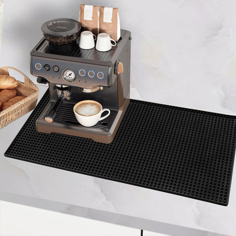 Invinton bar mat 16x28 demonstrates ample drying area and spill containment on countertops.