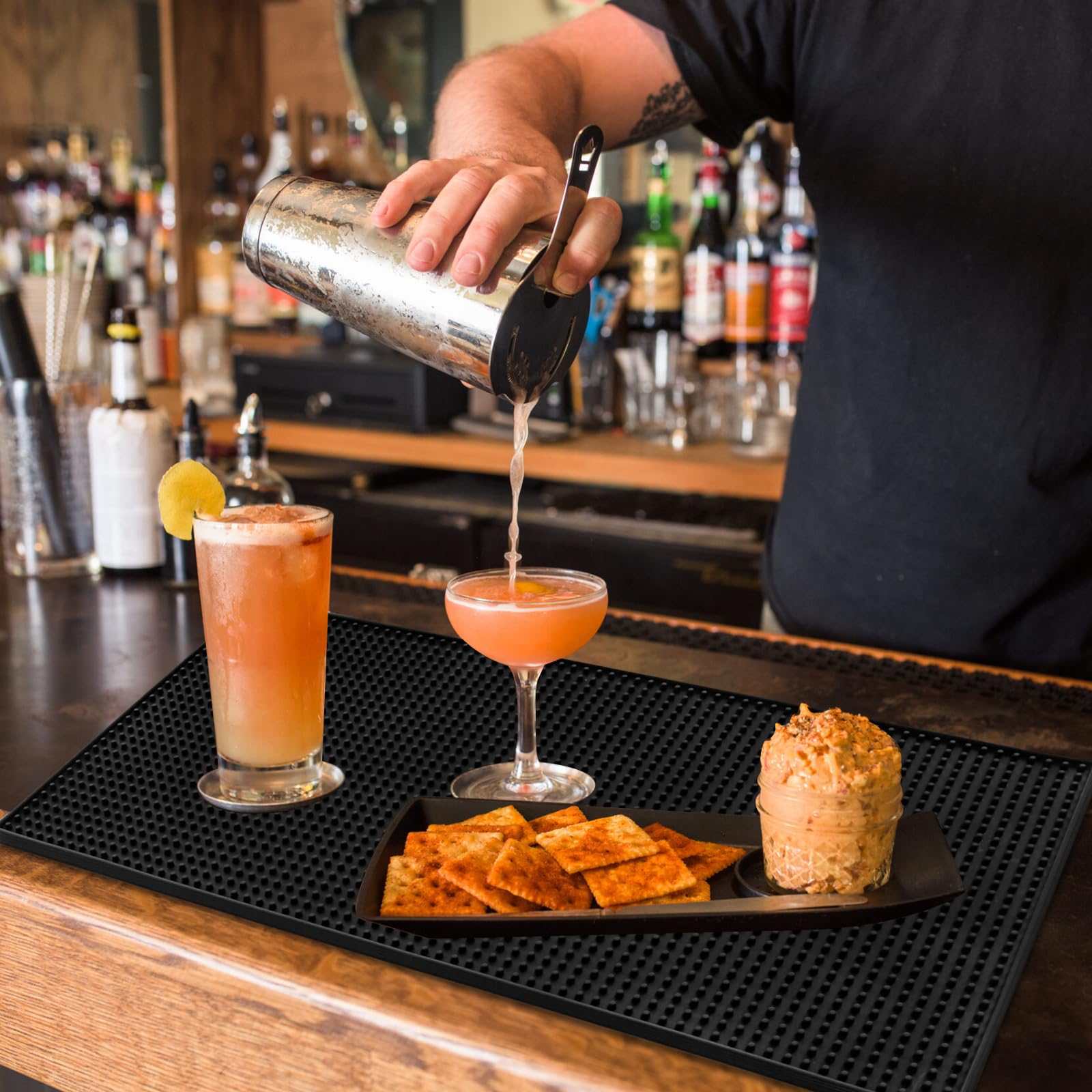 Invinton bar mat non-slip surface keeps drinks stable during busy service.