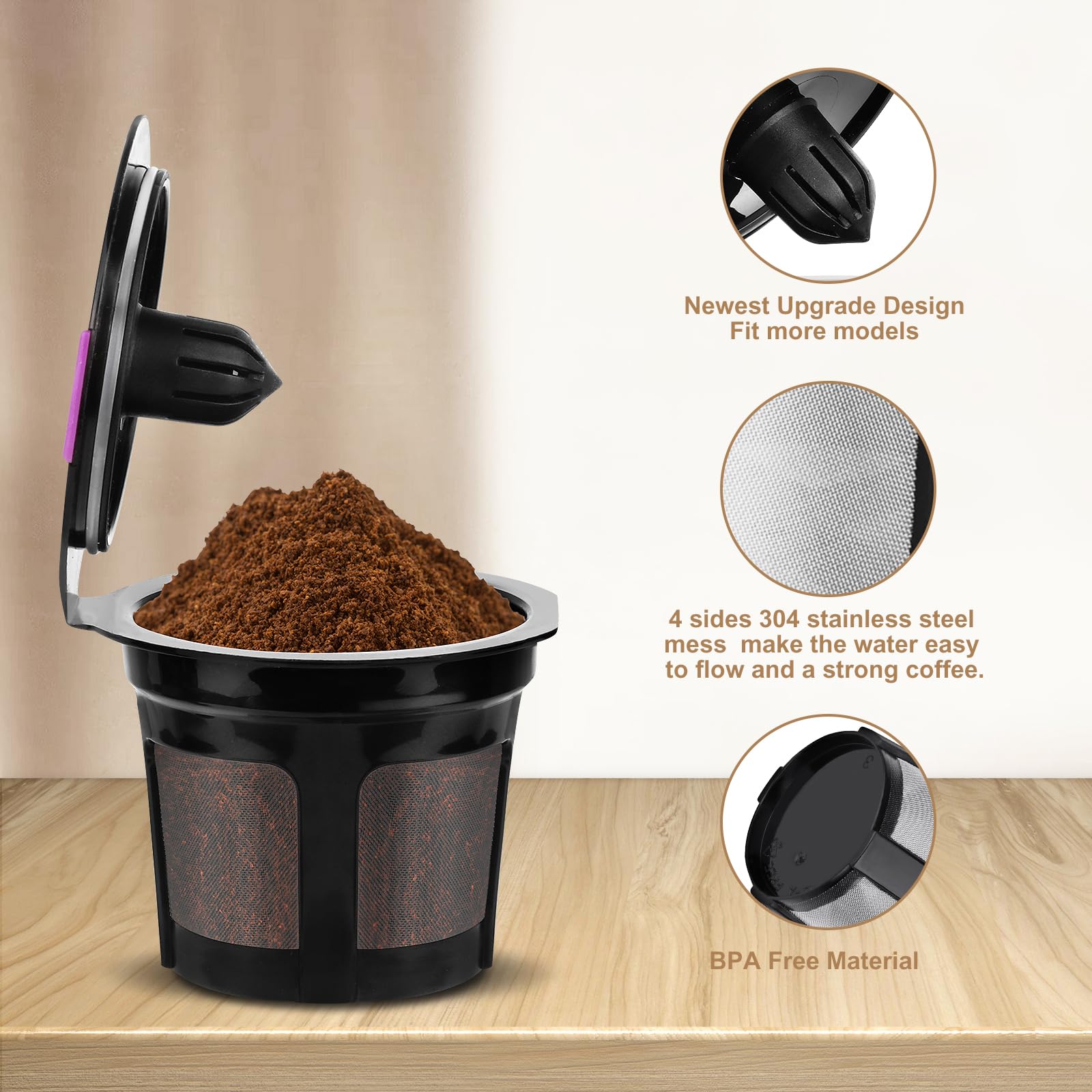 BPA-free stainless steel K Cup by InwodiTeki ensures safe materials