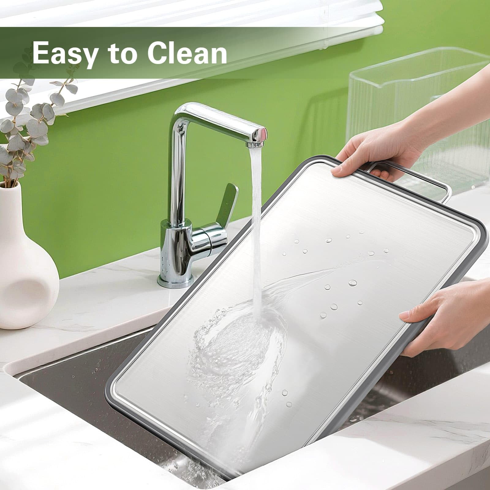 INZOO durable steel cutting board resists scratches for daily use