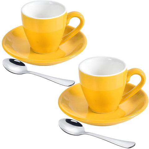 ionEgg porcelain espresso cup with yellow saucer, 80ml capacity for a precise shot