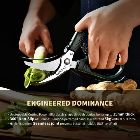 IOPIDHO poultry scissors cuts ribs and bones with ease, enabling versatile meal prep.