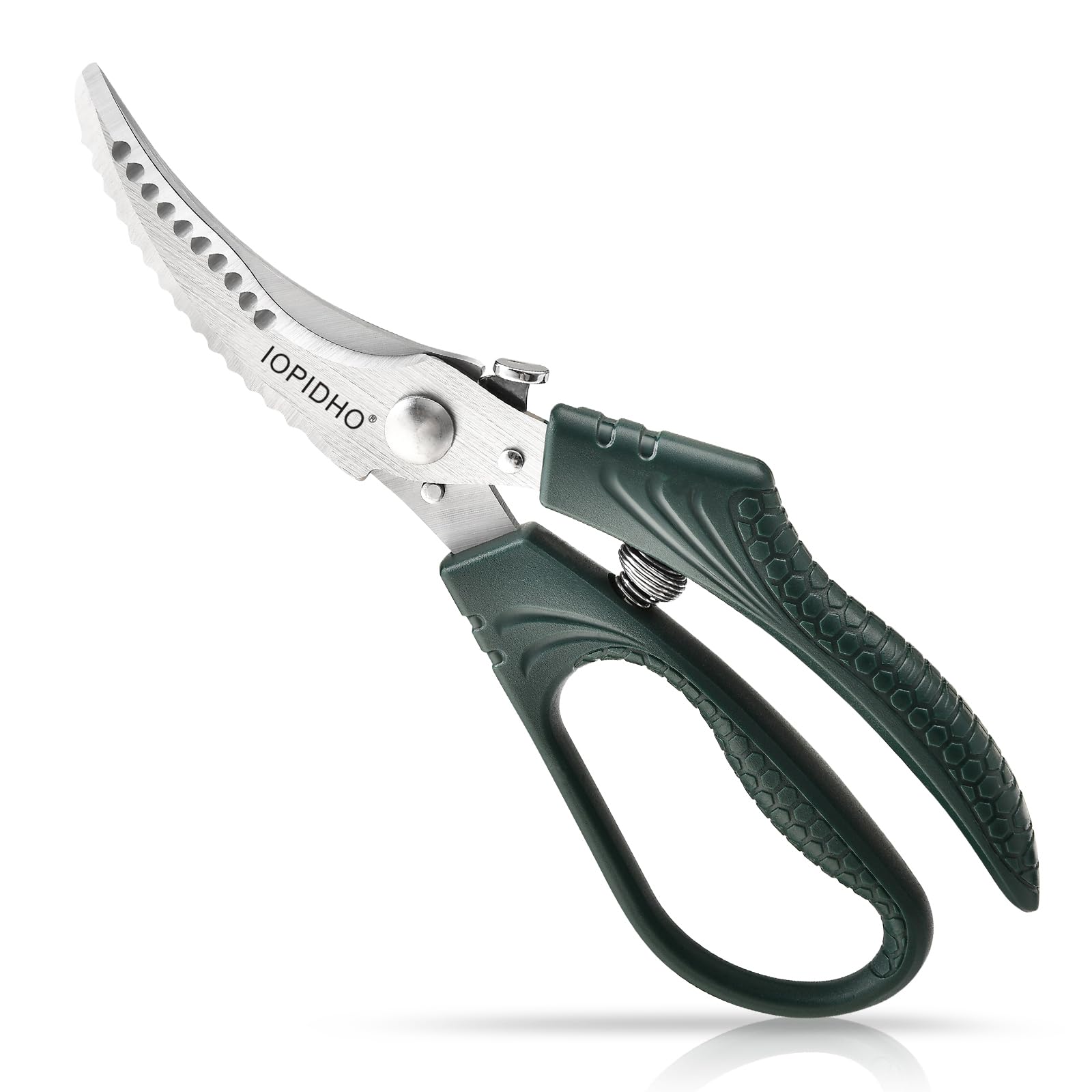 IOPIDHO poultry scissors ergonomic handle enables comfortable grip during extended chopping tasks.
