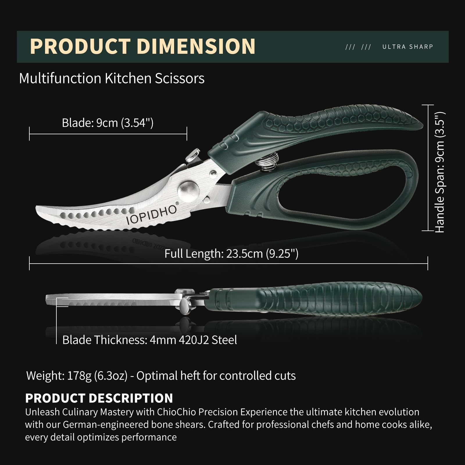 IOPIDHO poultry scissors gift-ready packaging is perfect for cooking enthusiasts.