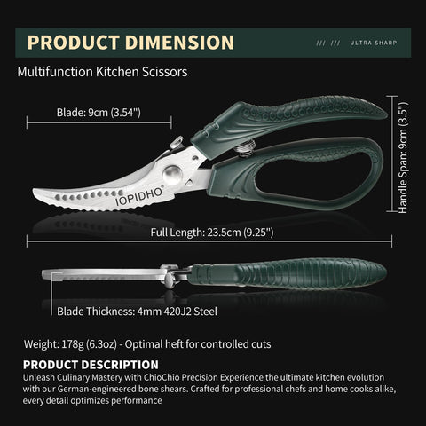 IOPIDHO poultry scissors gift-ready packaging is perfect for cooking enthusiasts.