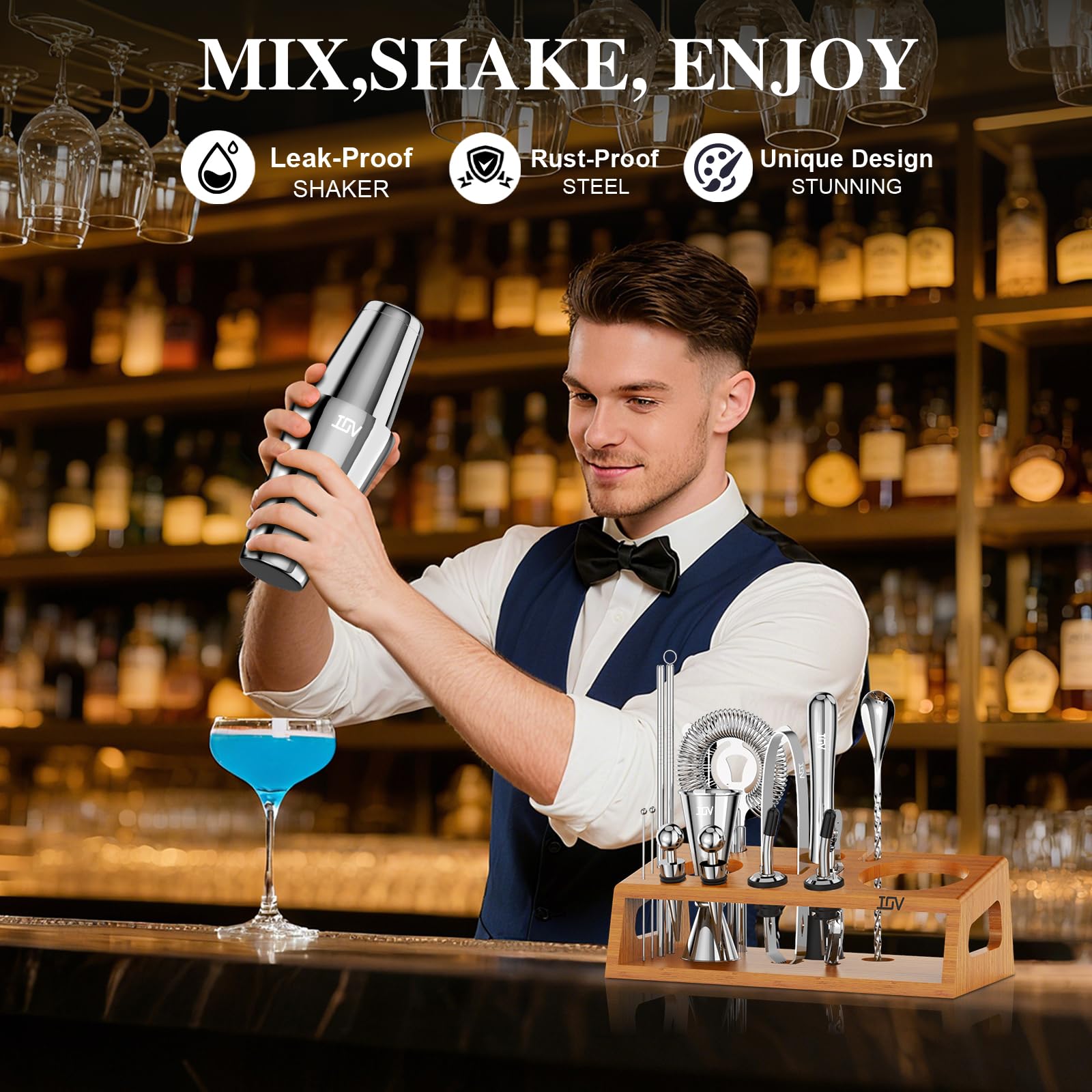 IOV 28oz Boston shaker ready for smooth, perfectly mixed cocktails