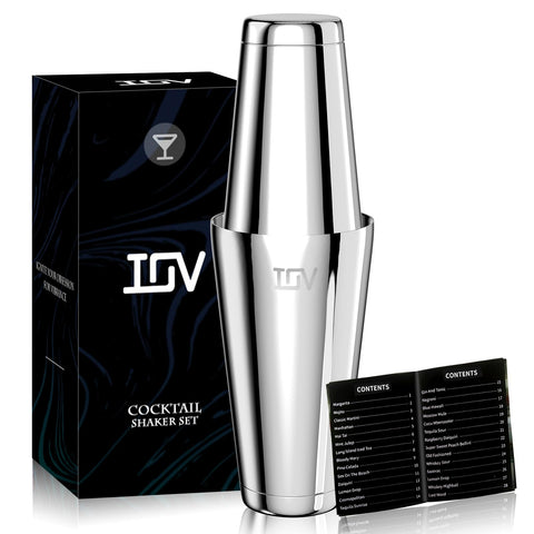 IOV Boston cocktail shaker set 18oz and 28oz for professional-style home mixology.